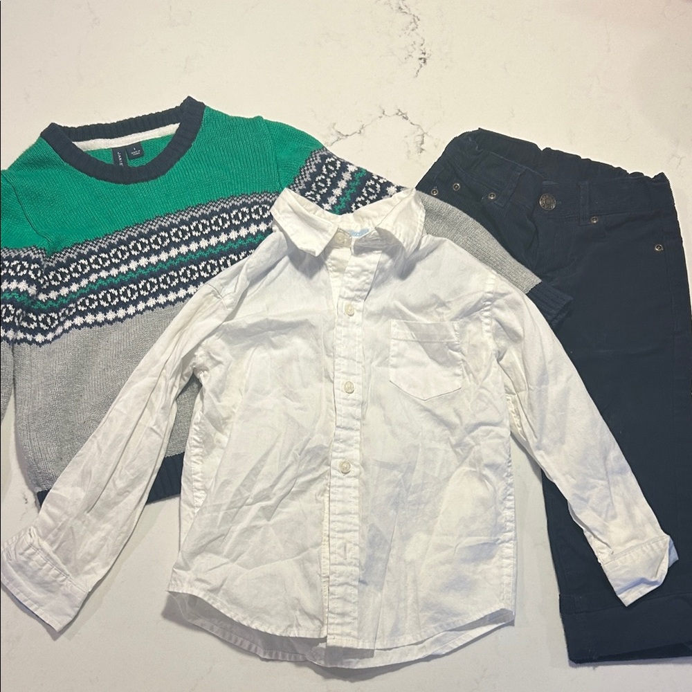 Janie and Jack Green and Gray Sweater Set